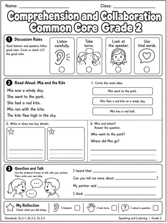 Comprehension and Collaboration Common Core Grade 2