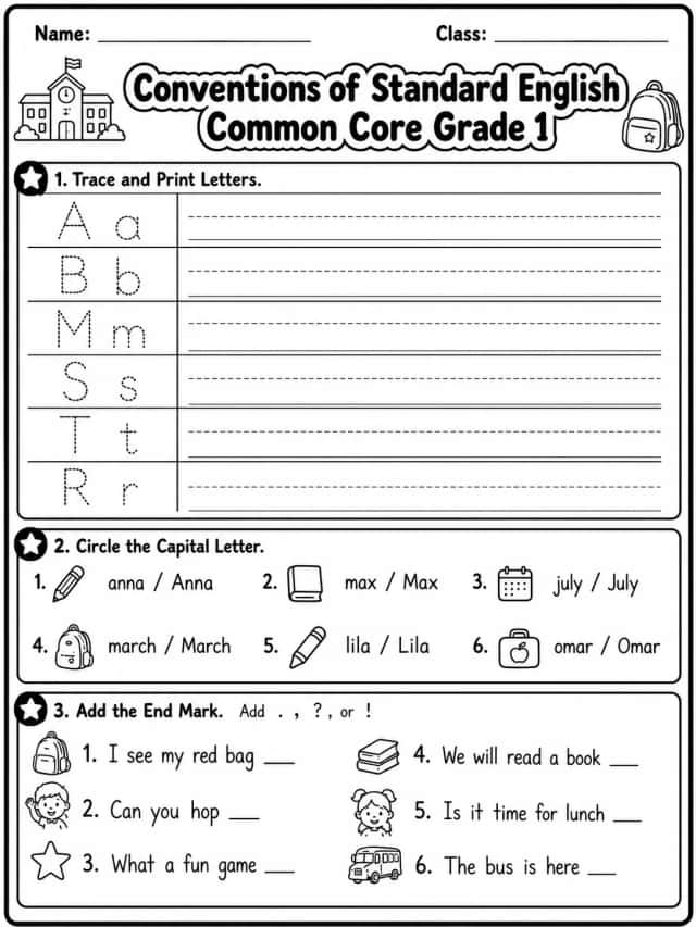 Conventions of Standard English Common Core Grade 1