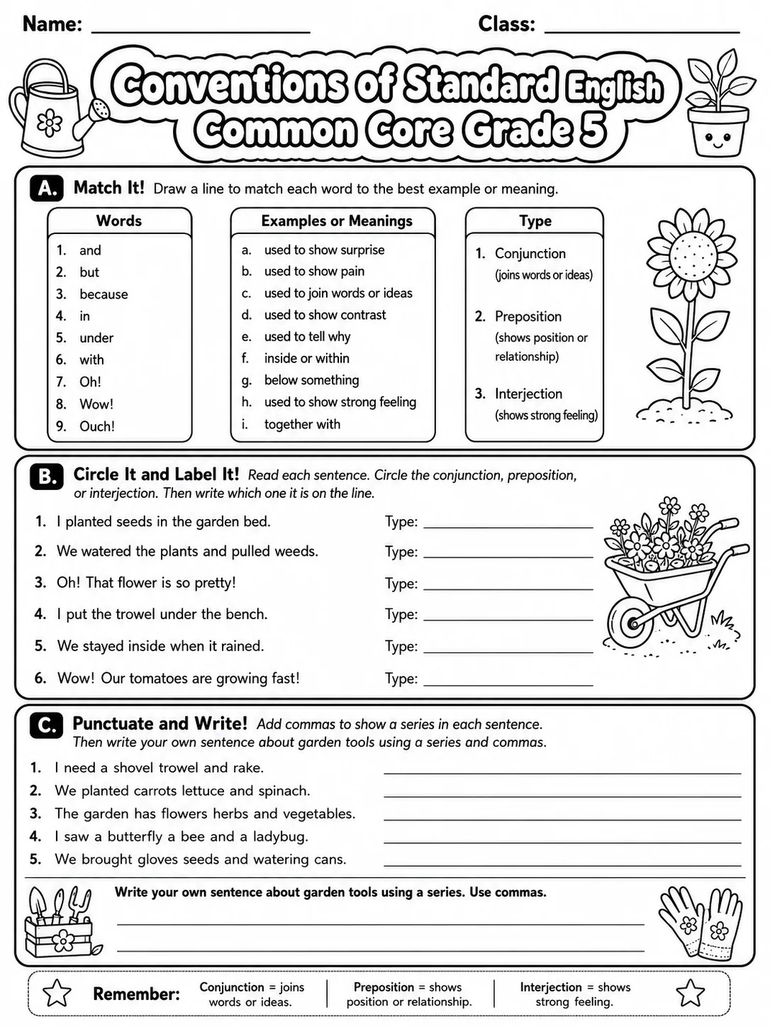 Conventions of Standard English Common Core Grade 5