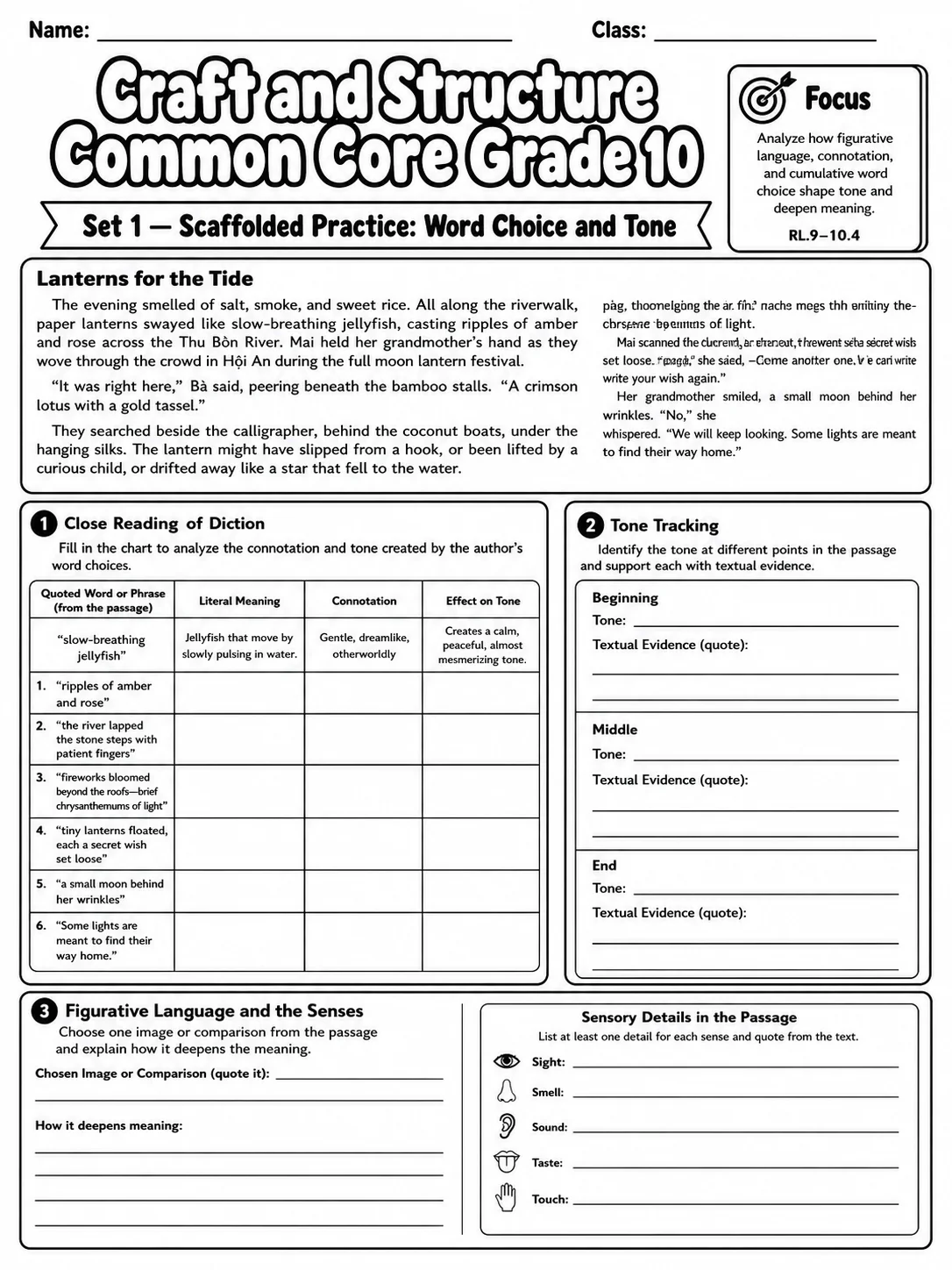 Craft and Structure Common Core Grade 10