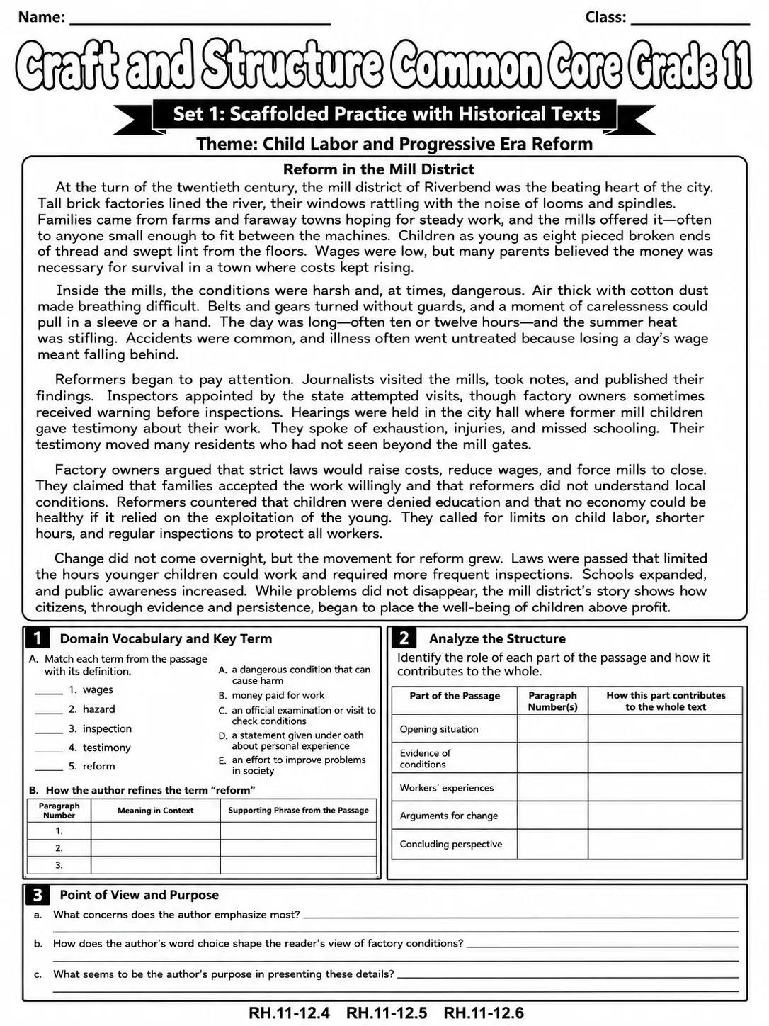 Craft and Structure Common Core Grade 11