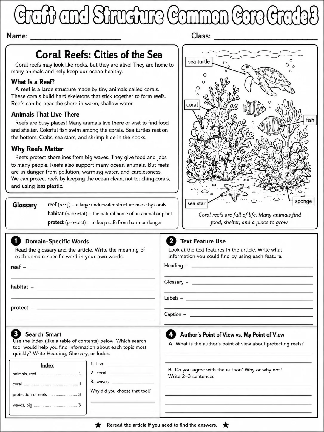 Craft and Structure Common Core Grade 3 page 6 printable Common Core ELA worksheet preview