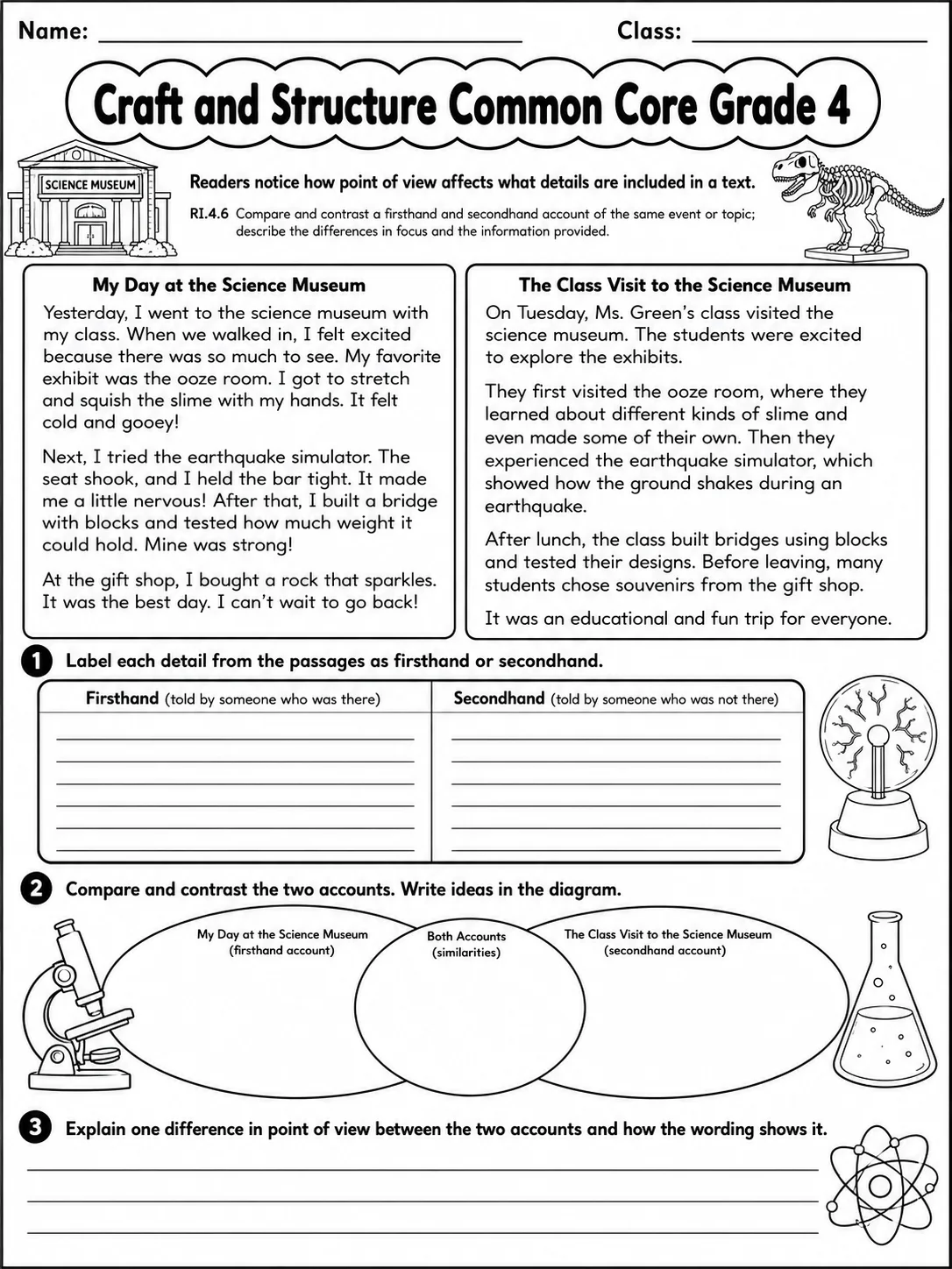 Craft and Structure Common Core Grade 4 page 4 printable Common Core ELA worksheet preview