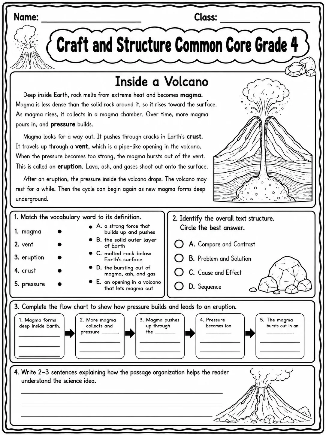 Craft and Structure Common Core Grade 4 page 5 printable Common Core ELA worksheet preview