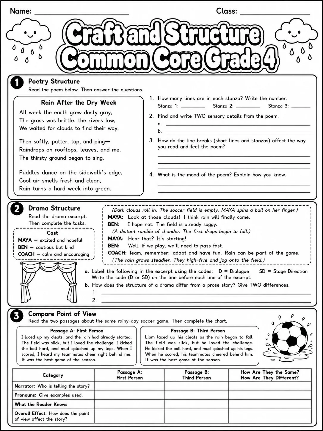 Craft and Structure Common Core Grade 4 page 5 printable Common Core ELA worksheet preview
