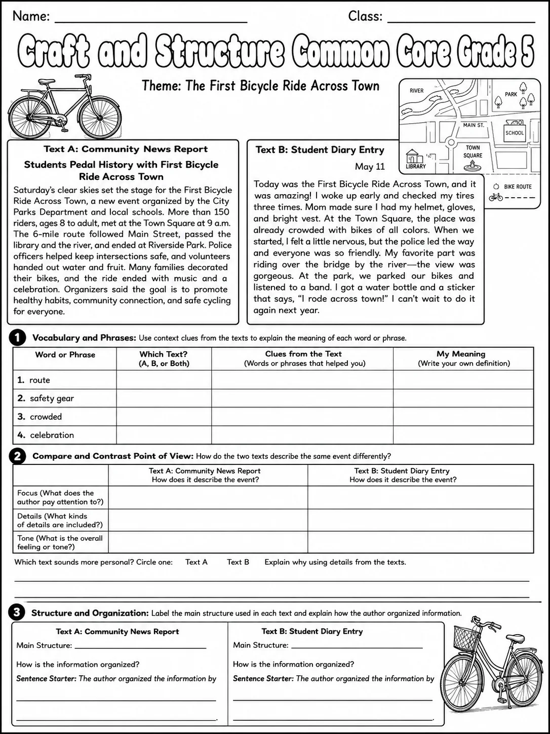 Craft and Structure Common Core Grade 5 page 3 printable Common Core ELA worksheet preview