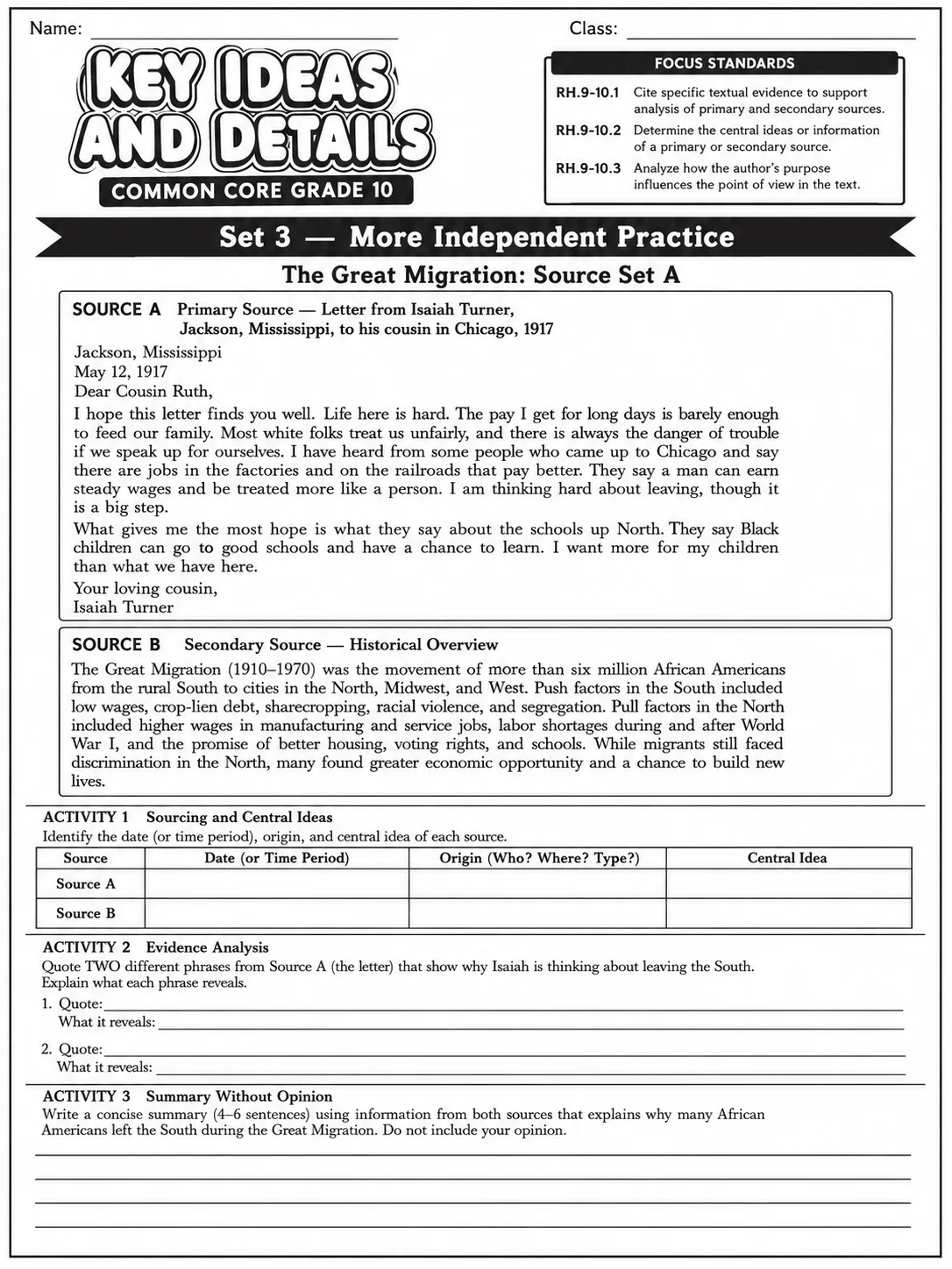 Craft and Structure Common Core Grade 7 page 7 printable Common Core ELA worksheet preview