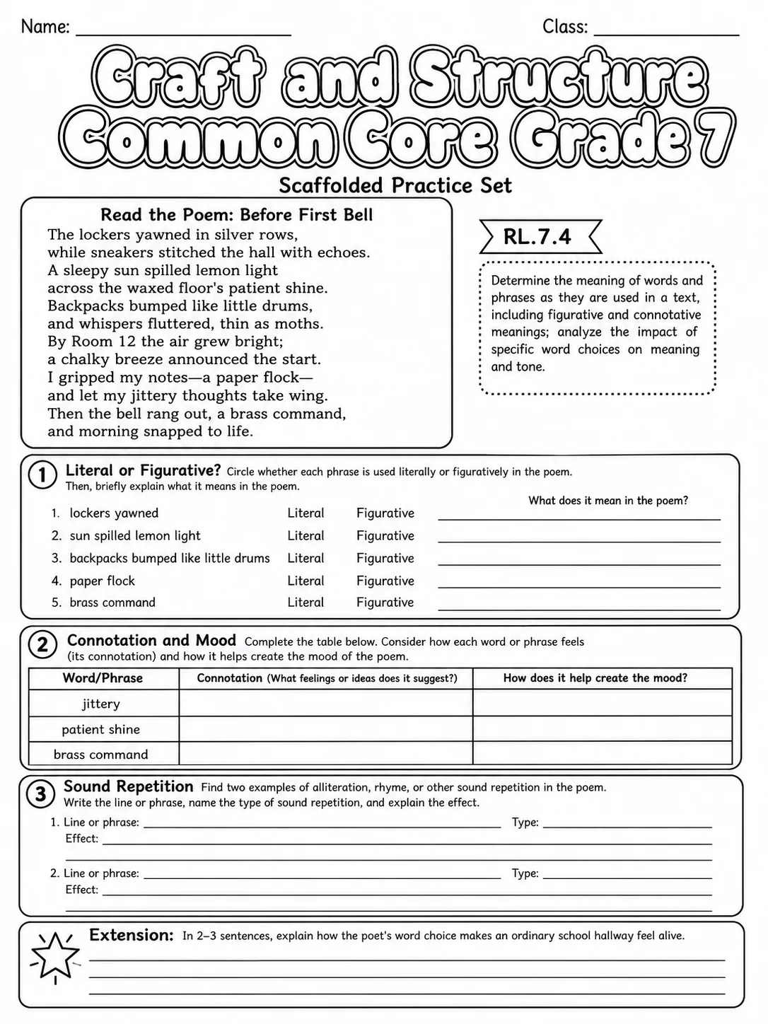 Craft and Structure Common Core Grade 7