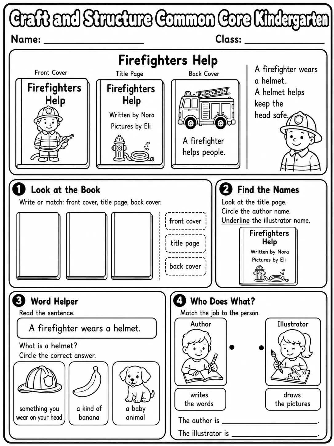 Craft and Structure Common Core Kindergarten page 5 printable Common Core ELA worksheet preview