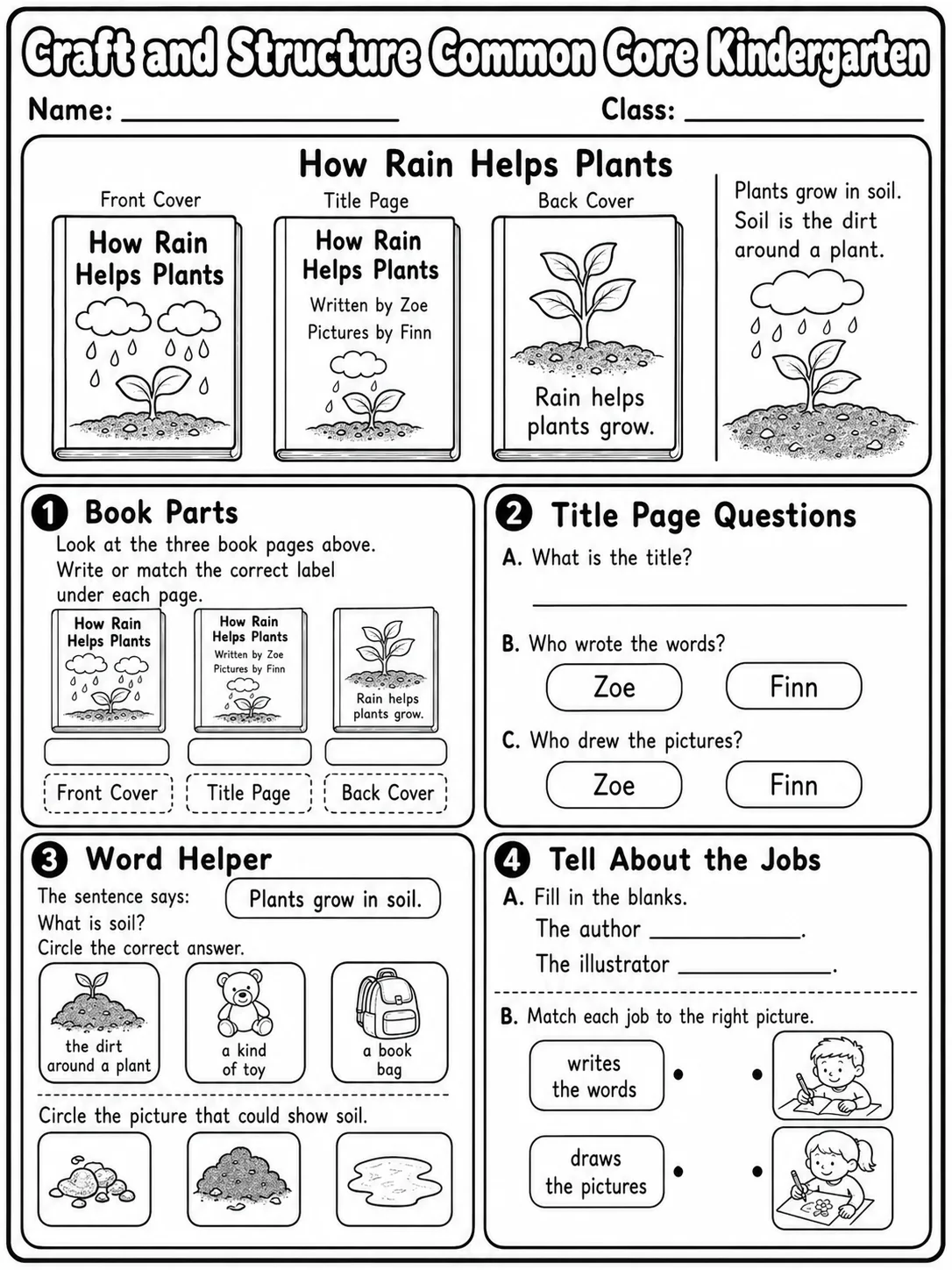 Craft and Structure Common Core Kindergarten page 9 printable Common Core ELA worksheet preview