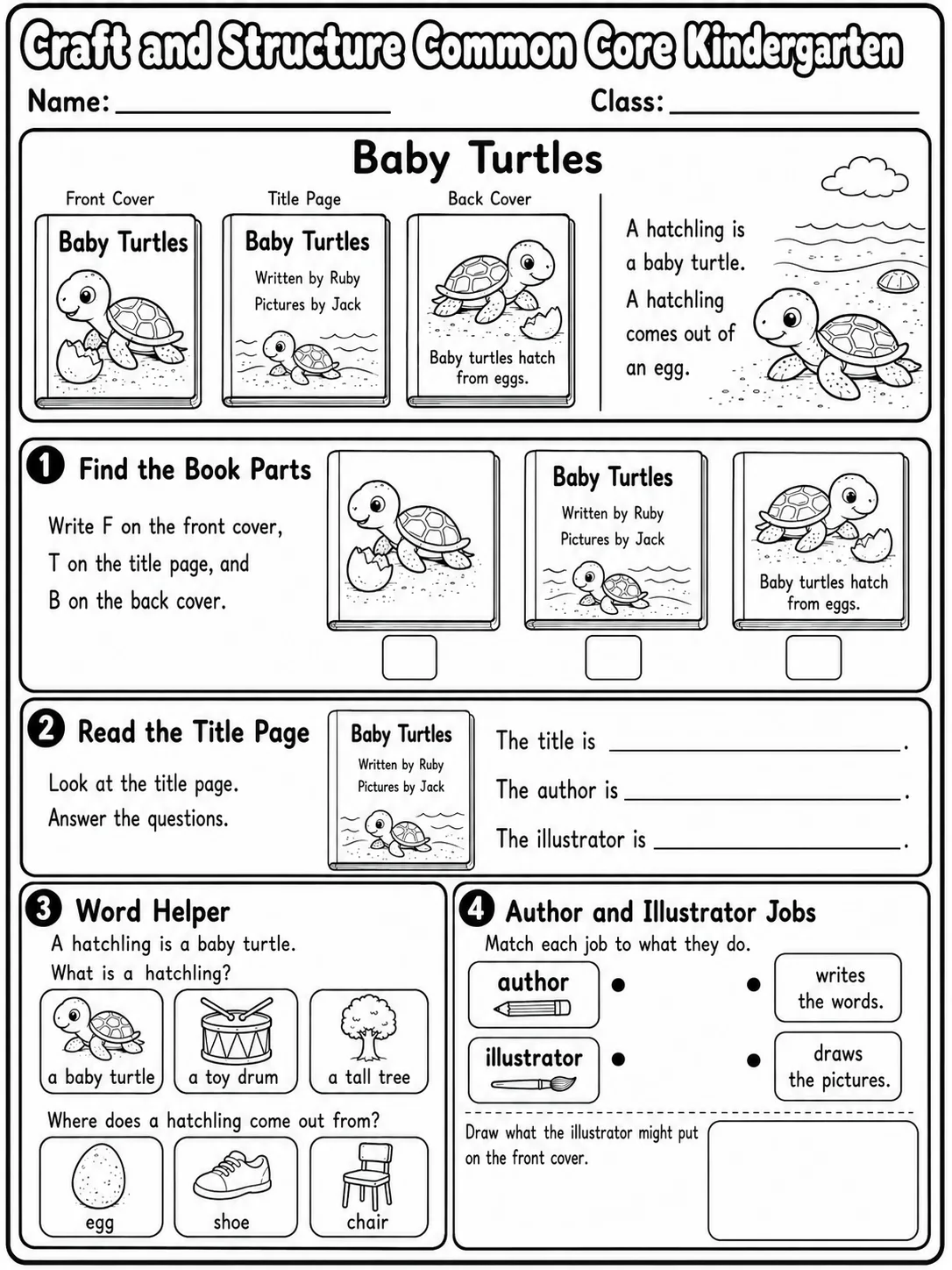 Craft and Structure Common Core Kindergarten page 10 printable Common Core ELA worksheet preview