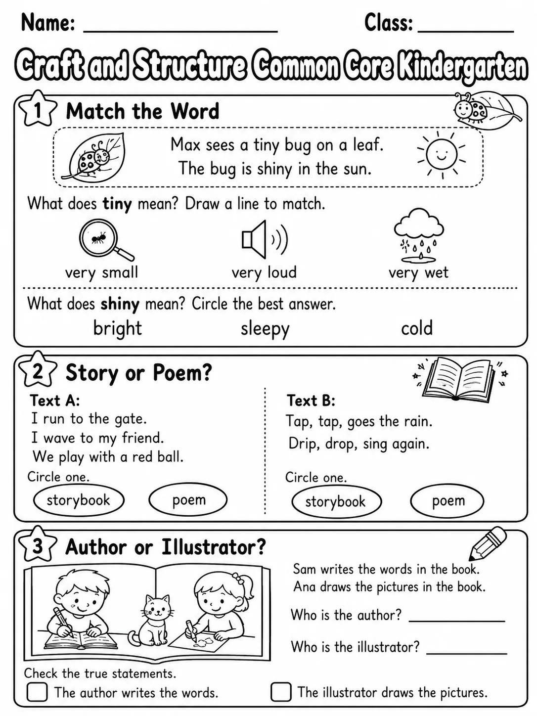 Craft and Structure Common Core Kindergarten
