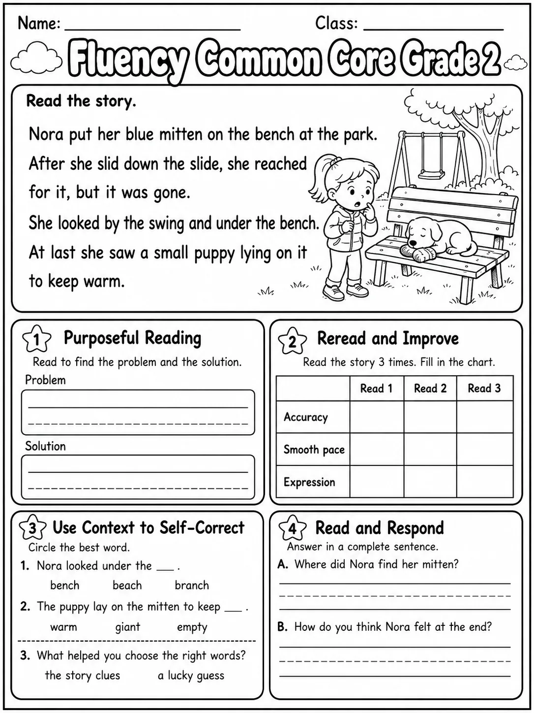 Fluency Common Core Grade 2 page 6 printable Common Core ELA worksheet preview