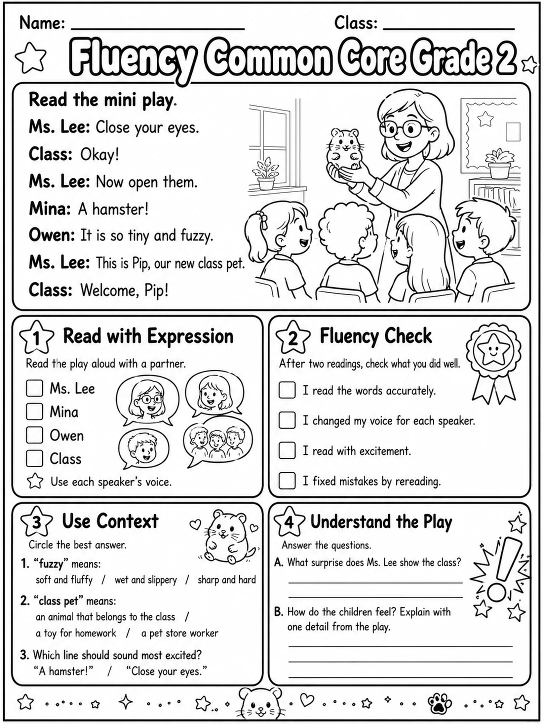 Fluency Common Core Grade 2 page 7 printable Common Core ELA worksheet preview