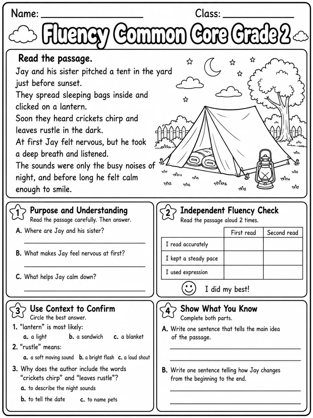 Fluency Common Core Grade 2 page 10 printable Common Core ELA worksheet preview
