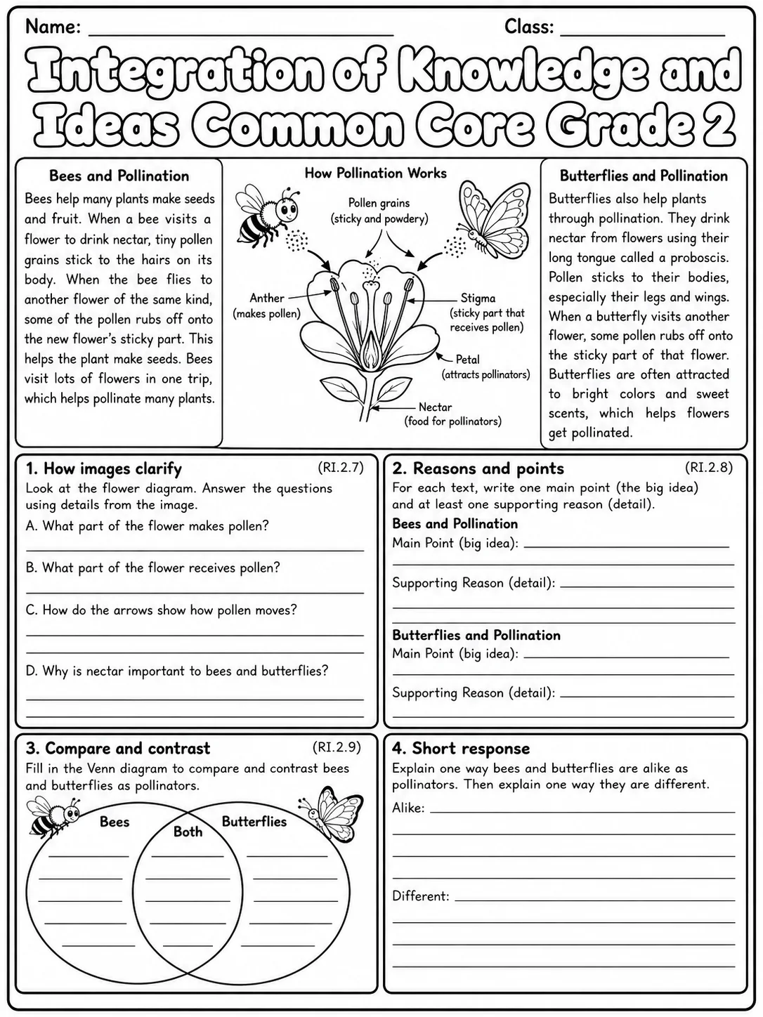 Integration of Knowledge and Ideas Common Core Grade 2 page 6 printable Common Core ELA worksheet preview