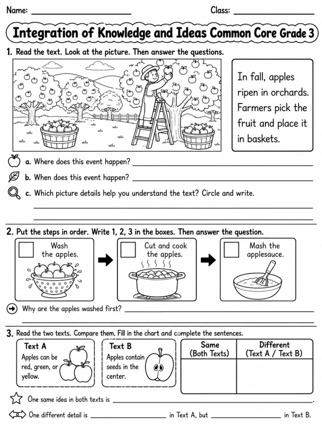 Integration of Knowledge and Ideas Common Core Grade 3 printable Common Core ELA Grade 3 worksheet preview from KiwiBee