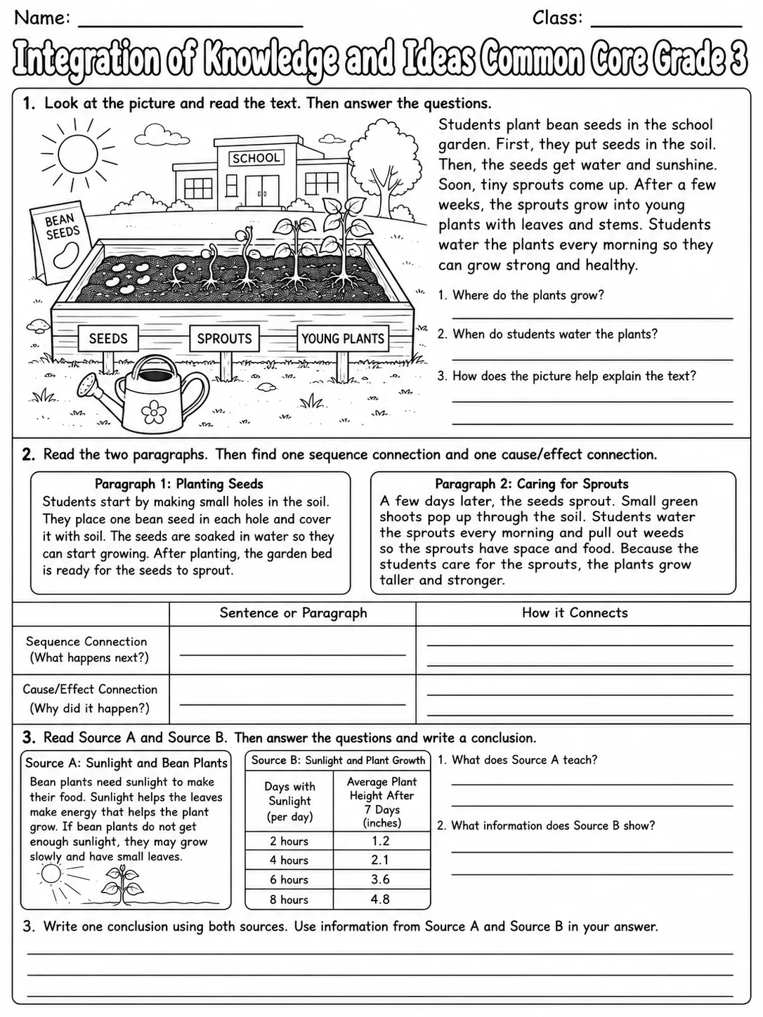 Integration of Knowledge and Ideas Common Core Grade 3 page 4 printable Common Core ELA worksheet preview