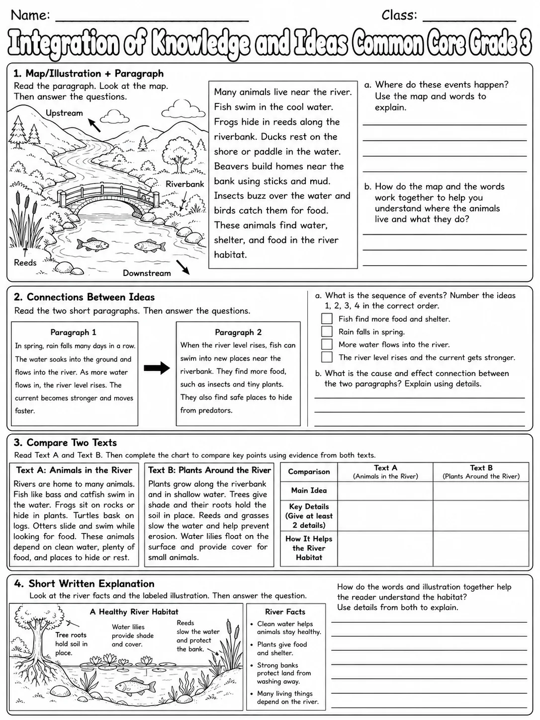 Integration of Knowledge and Ideas Common Core Grade 3 page 7 printable Common Core ELA worksheet preview