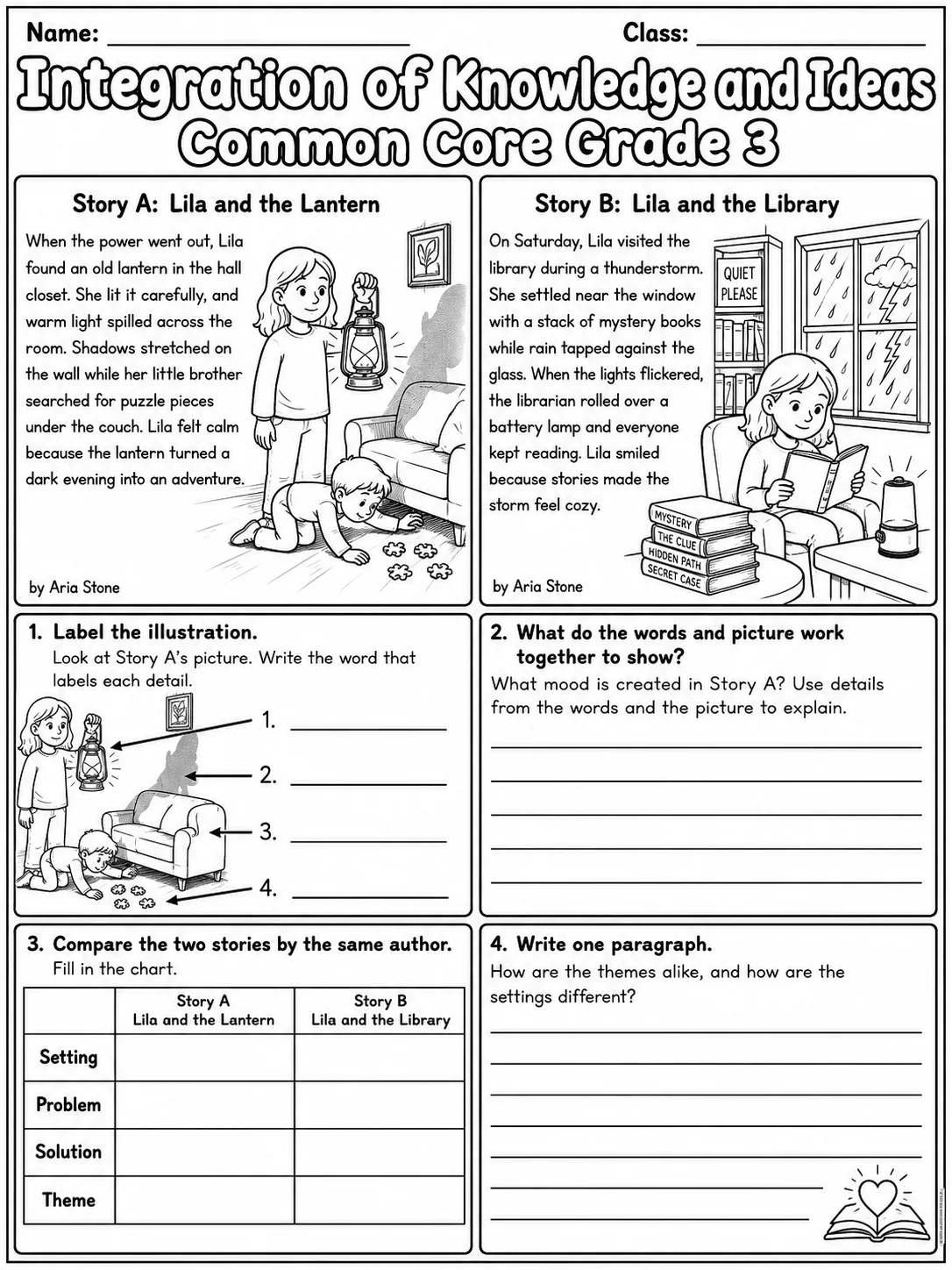 Integration of Knowledge and Ideas Common Core Grade 3 page 5 printable Common Core ELA worksheet preview