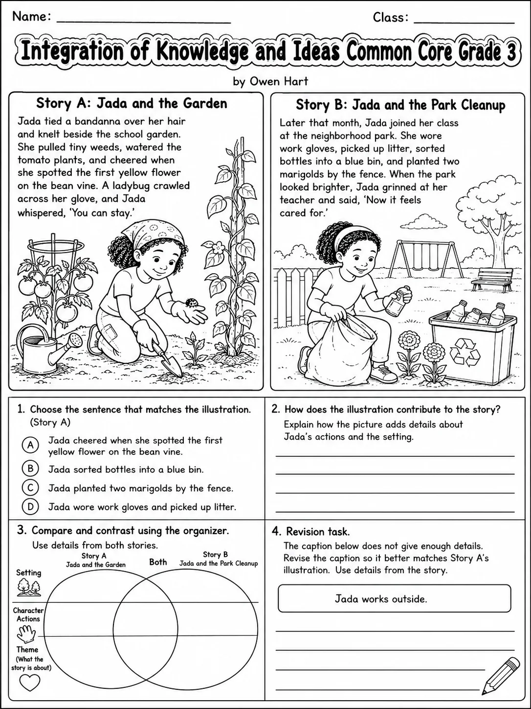Integration of Knowledge and Ideas Common Core Grade 3 page 6 printable Common Core ELA worksheet preview
