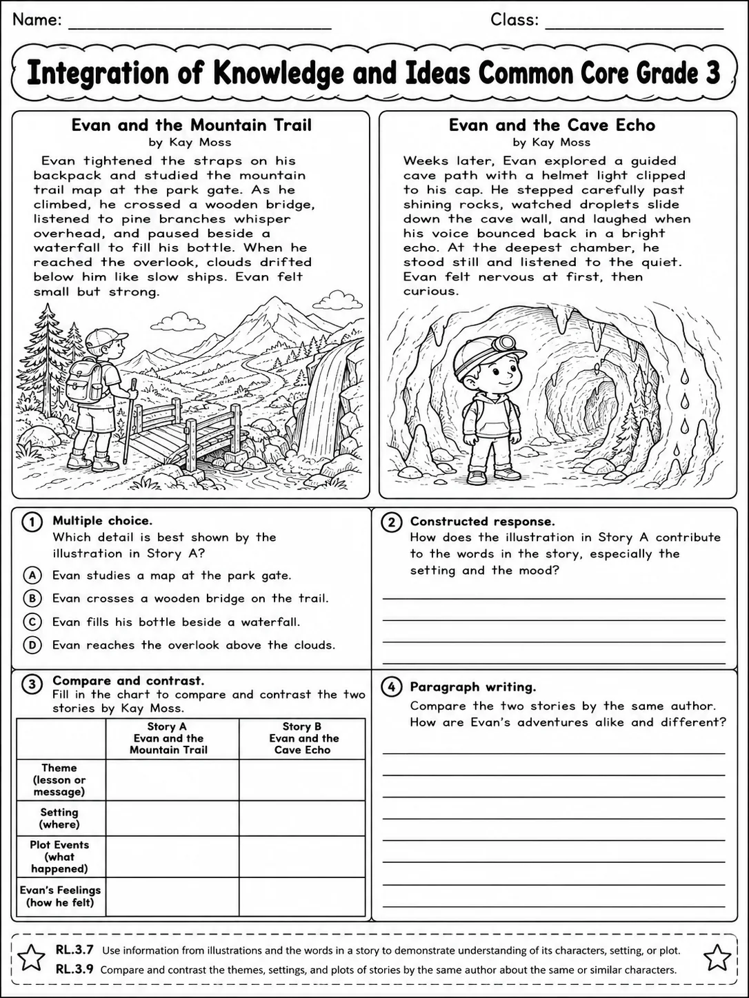 Integration of Knowledge and Ideas Common Core Grade 3 page 9 printable Common Core ELA worksheet preview