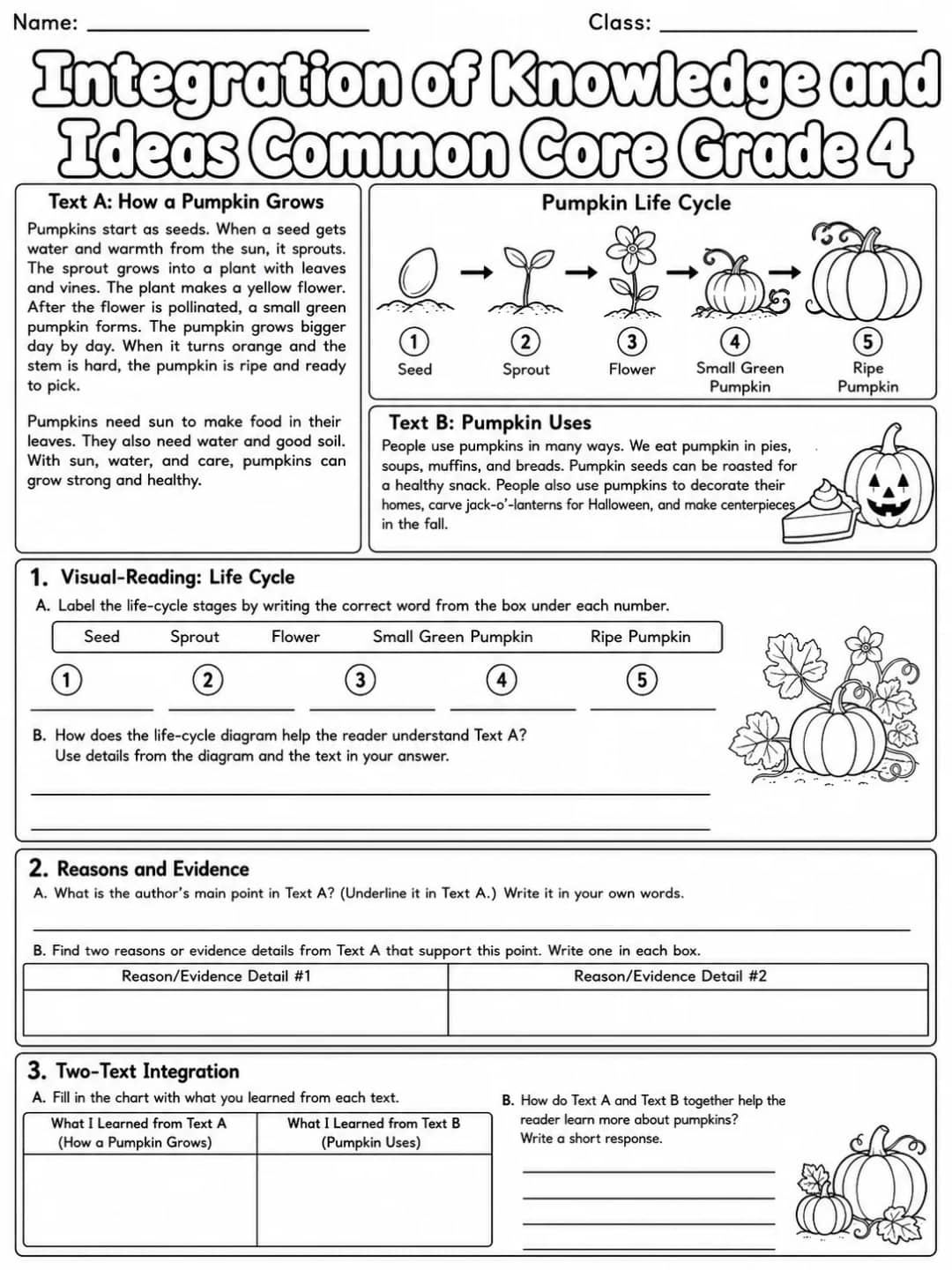Integration of Knowledge and Ideas Common Core Grade 4 printable Common Core ELA Grade 4 worksheet preview from KiwiBee