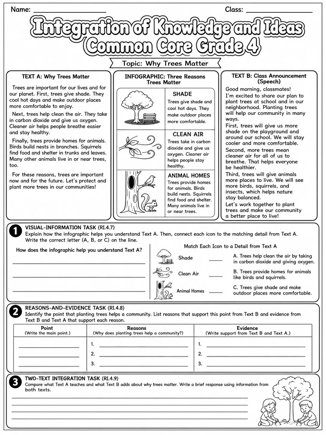 Integration of Knowledge and Ideas Common Core Grade 4 page 3 printable Common Core ELA worksheet preview