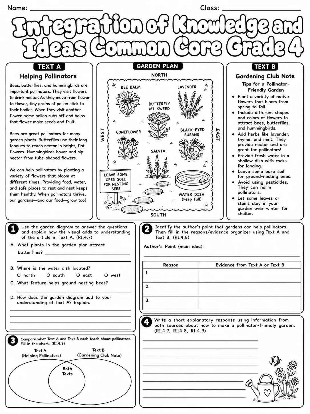 Integration of Knowledge and Ideas Common Core Grade 4 page 5 printable Common Core ELA worksheet preview