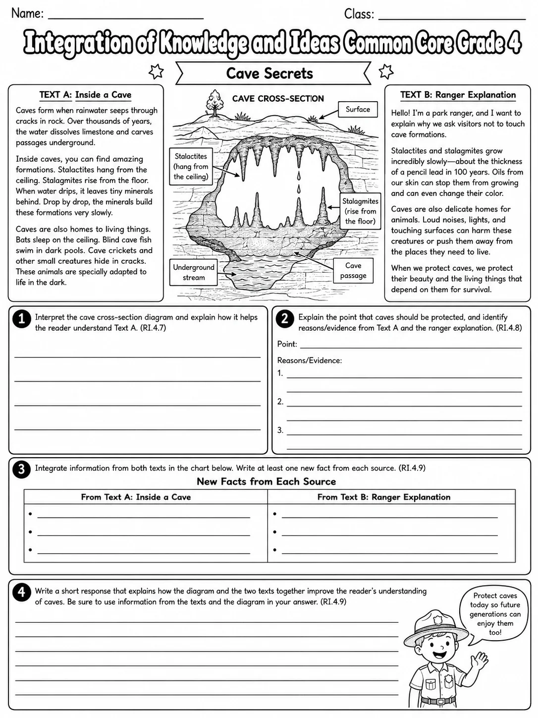 Integration of Knowledge and Ideas Common Core Grade 4 page 6 printable Common Core ELA worksheet preview