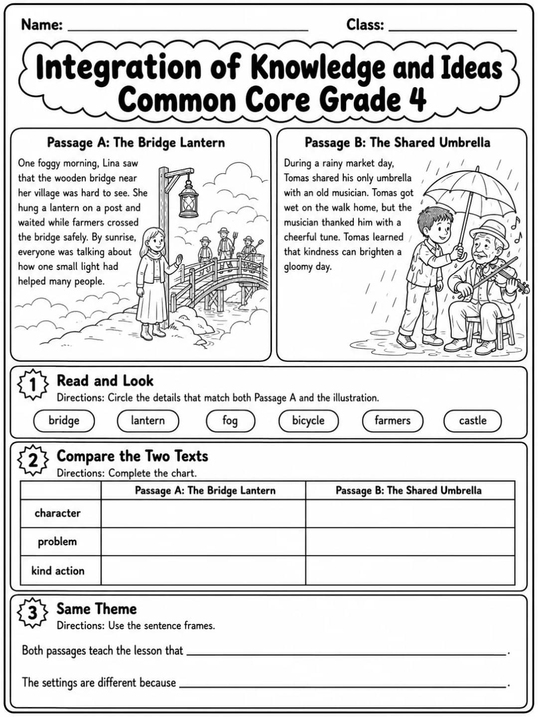 Integration of Knowledge and Ideas Common Core Grade 4 printable Common Core ELA Grade 4 worksheet preview from KiwiBee