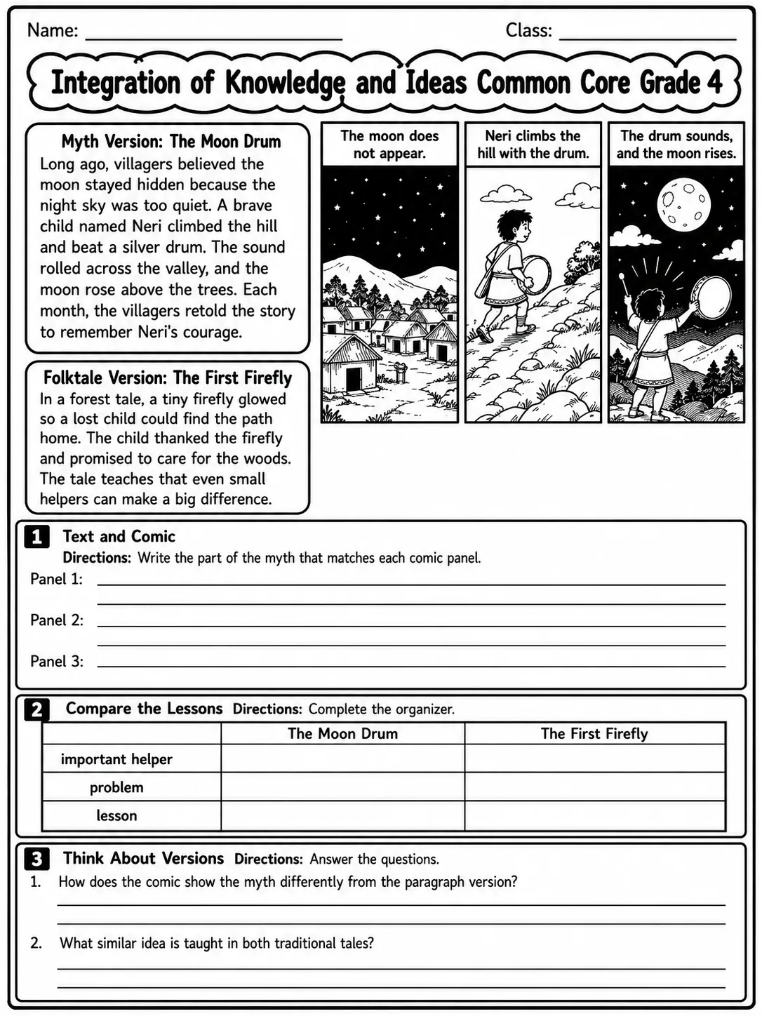 Integration of Knowledge and Ideas Common Core Grade 4 page 3 printable Common Core ELA worksheet preview