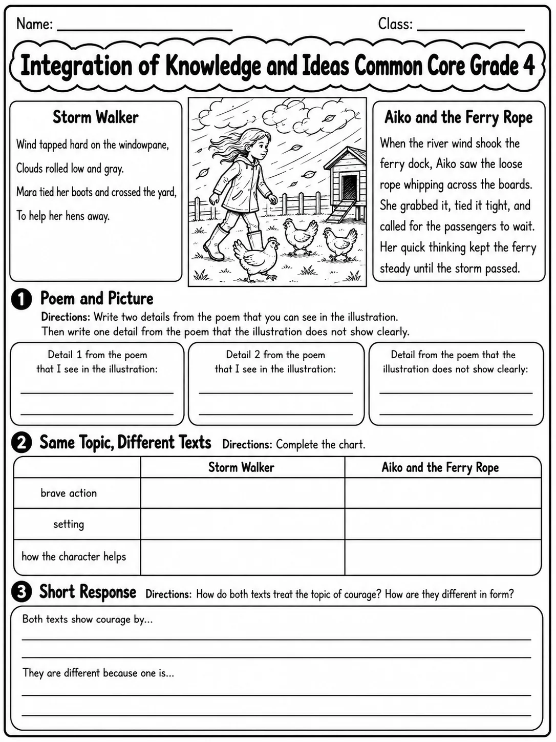 Integration of Knowledge and Ideas Common Core Grade 4 page 5 printable Common Core ELA worksheet preview