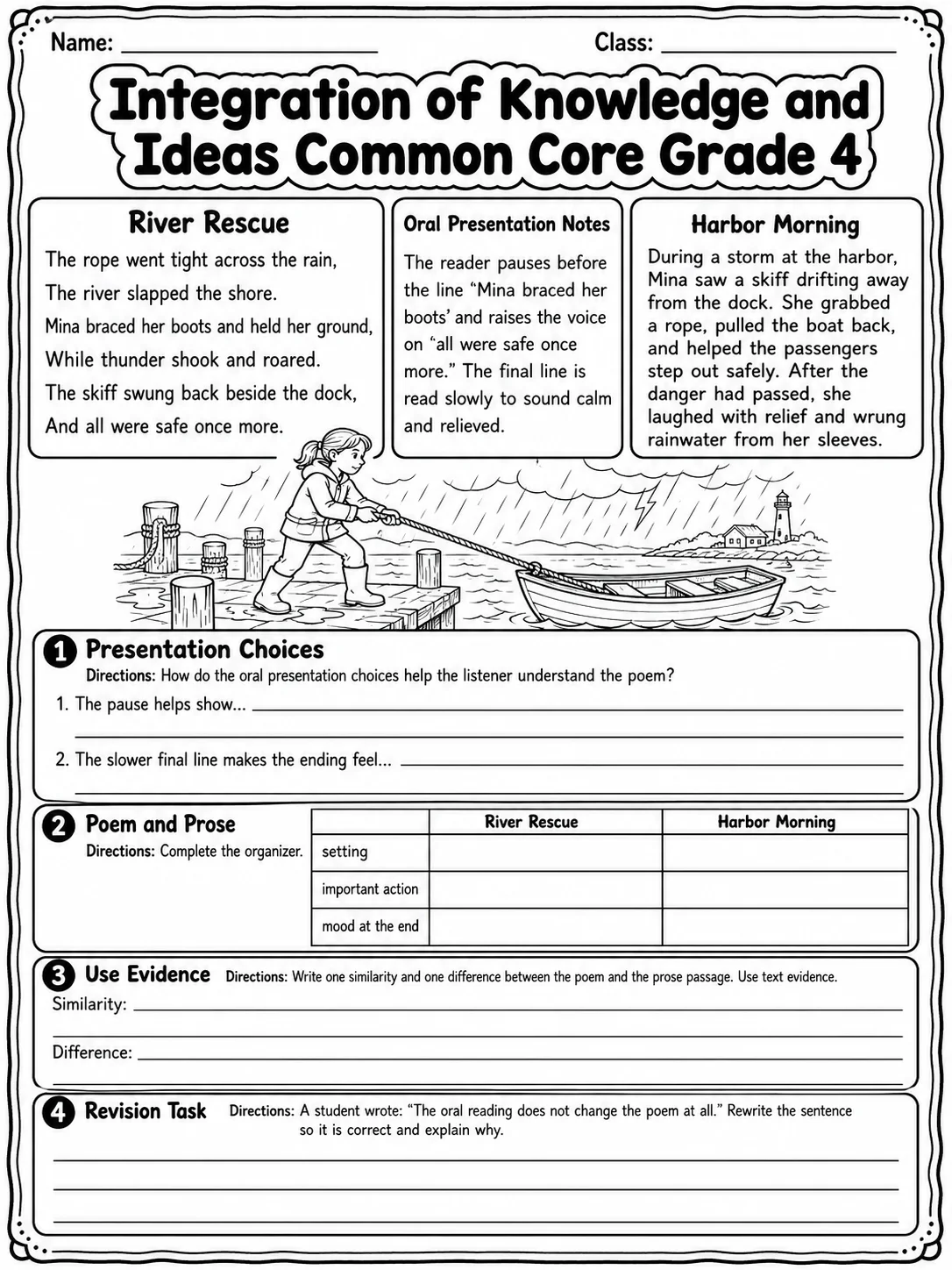 Integration of Knowledge and Ideas Common Core Grade 4 page 7 printable Common Core ELA worksheet preview