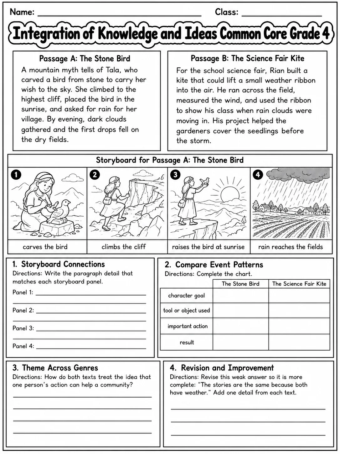 Integration of Knowledge and Ideas Common Core Grade 4 page 8 printable Common Core ELA worksheet preview