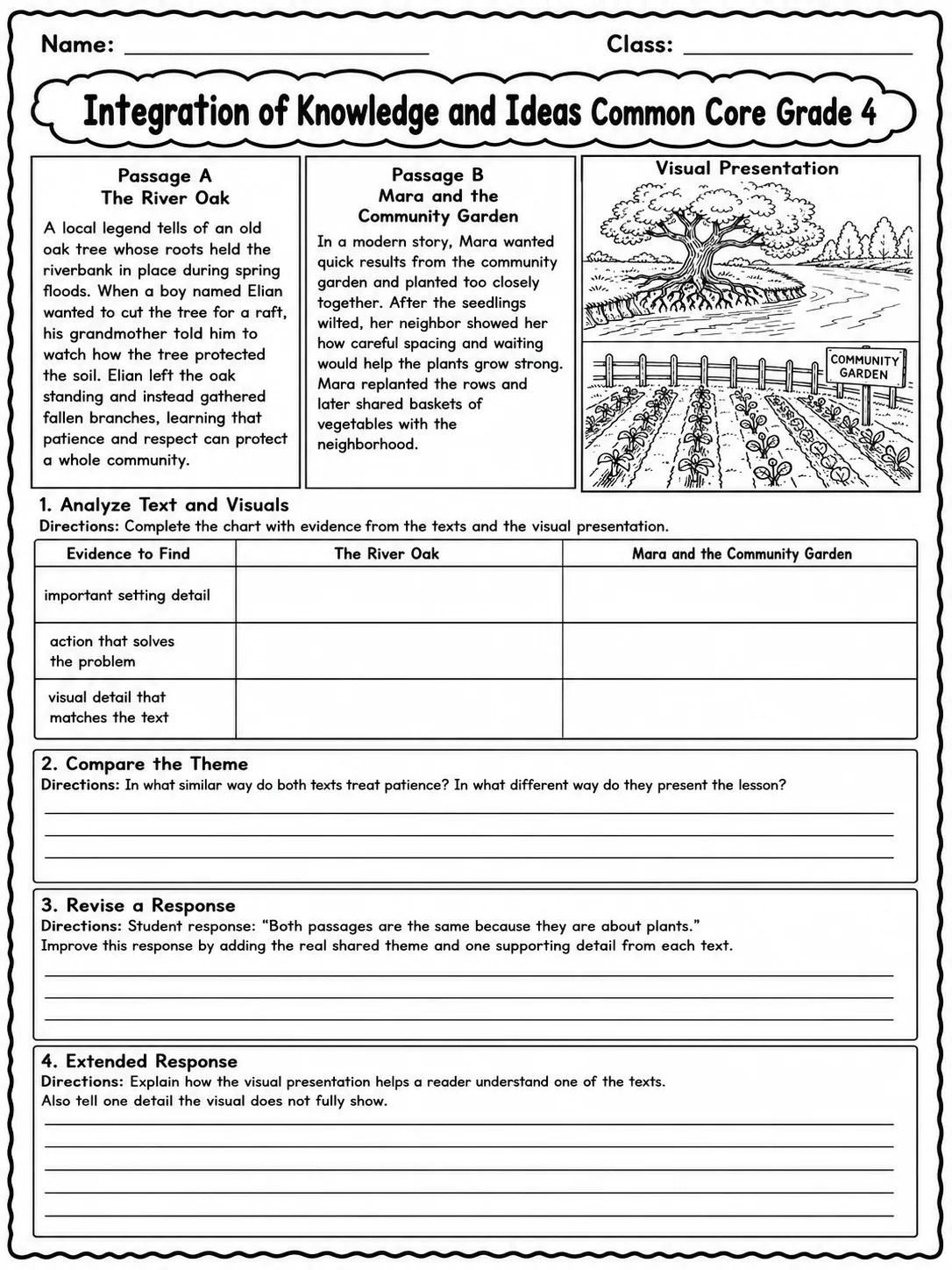 Integration of Knowledge and Ideas Common Core Grade 4 page 10 printable Common Core ELA worksheet preview