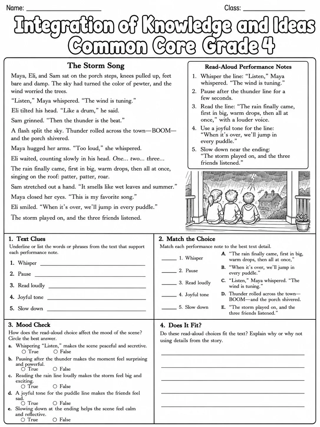 Integration of Knowledge and Ideas Common Core Grade 4 page 7 printable Common Core ELA worksheet preview