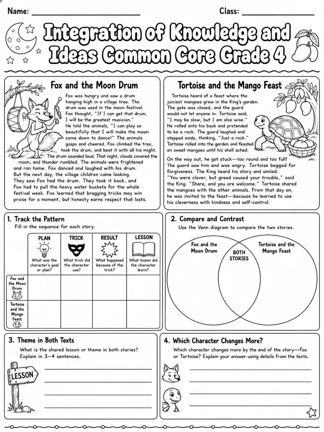 Integration of Knowledge and Ideas Common Core Grade 4 page 8 printable Common Core ELA worksheet preview