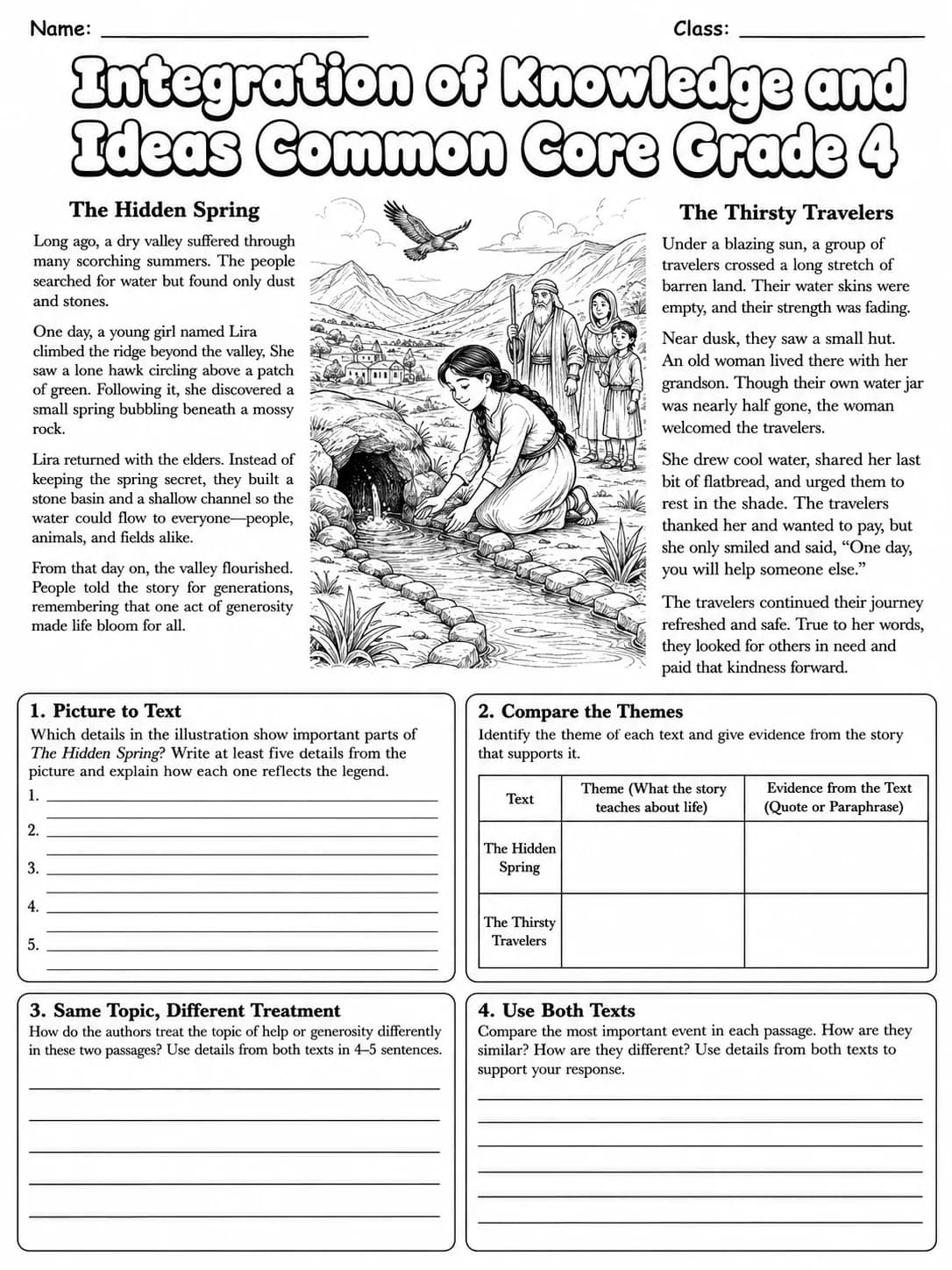 Integration of Knowledge and Ideas Common Core Grade 4 page 9 printable Common Core ELA worksheet preview