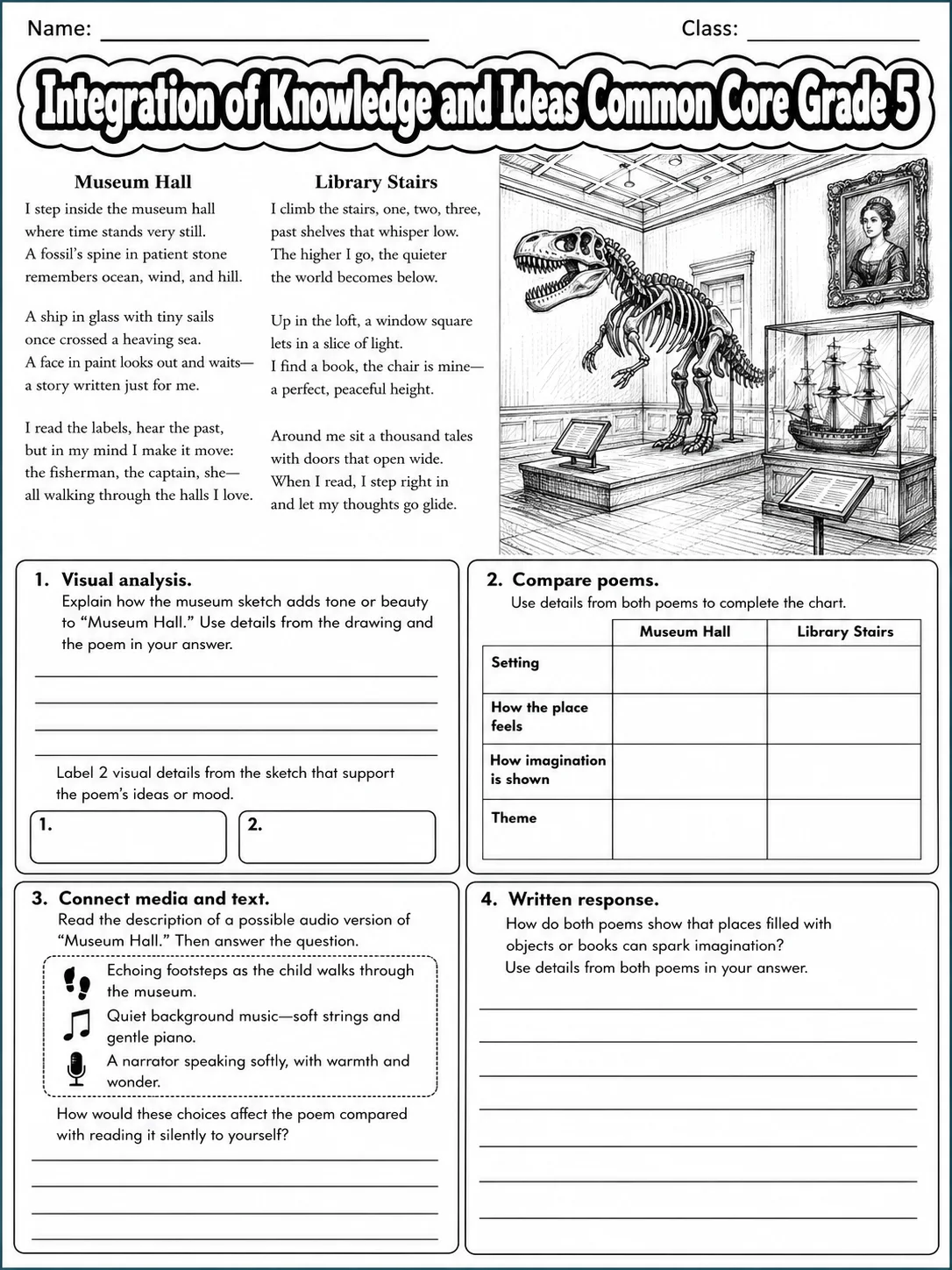 Integration of Knowledge and Ideas Common Core Grade 5 page 7 printable Common Core ELA worksheet preview