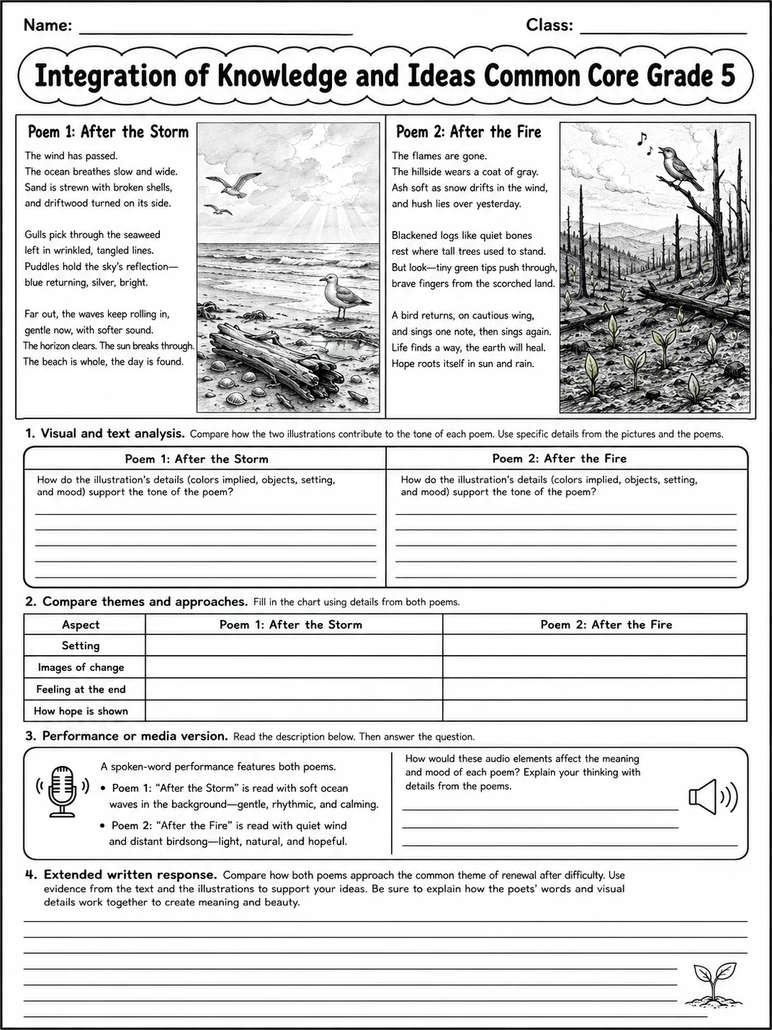 Integration of Knowledge and Ideas Common Core Grade 5 page 10 printable Common Core ELA worksheet preview