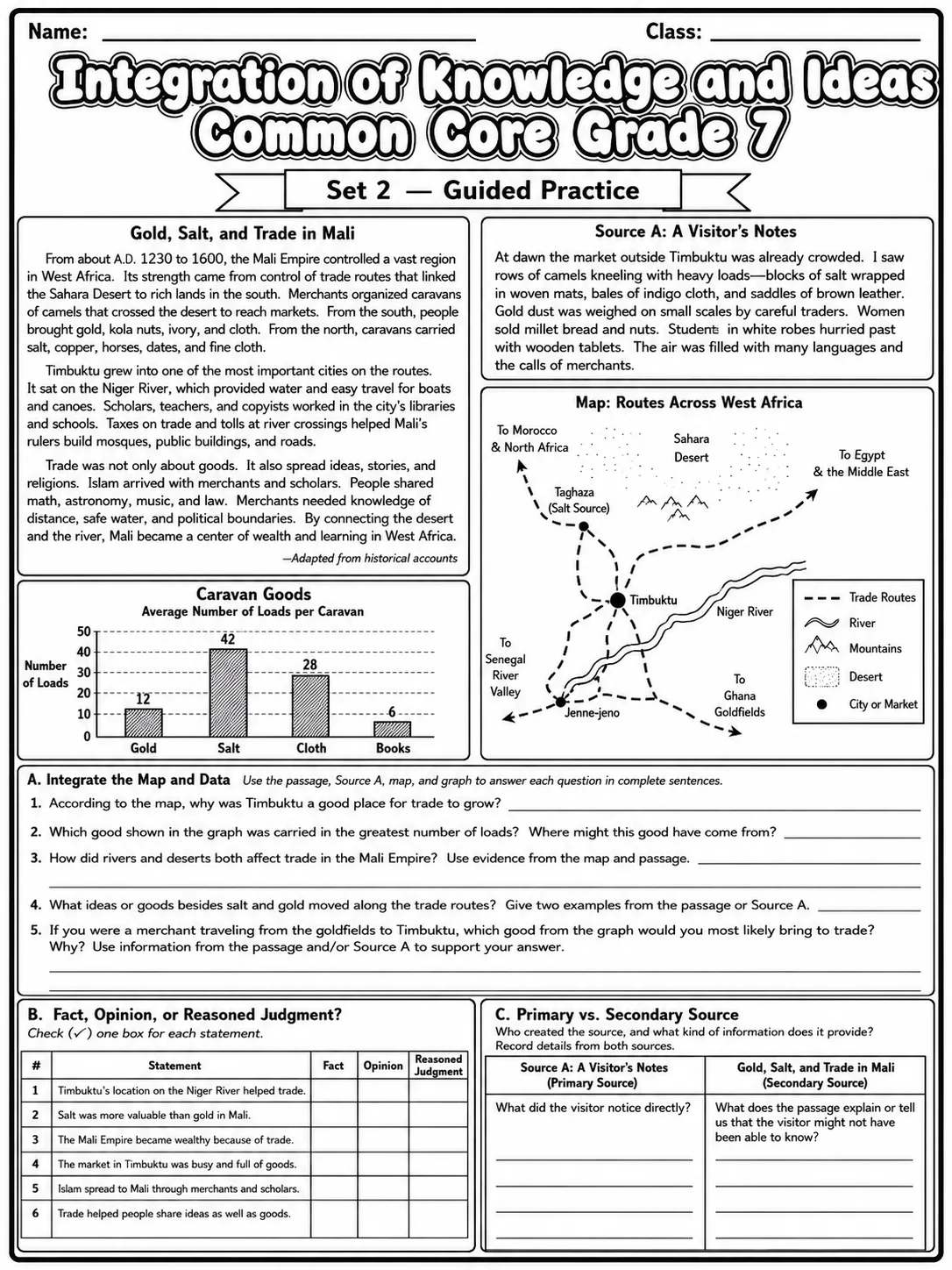 Integration of Knowledge and Ideas Common Core Grade 7 page 4 printable Common Core ELA worksheet preview