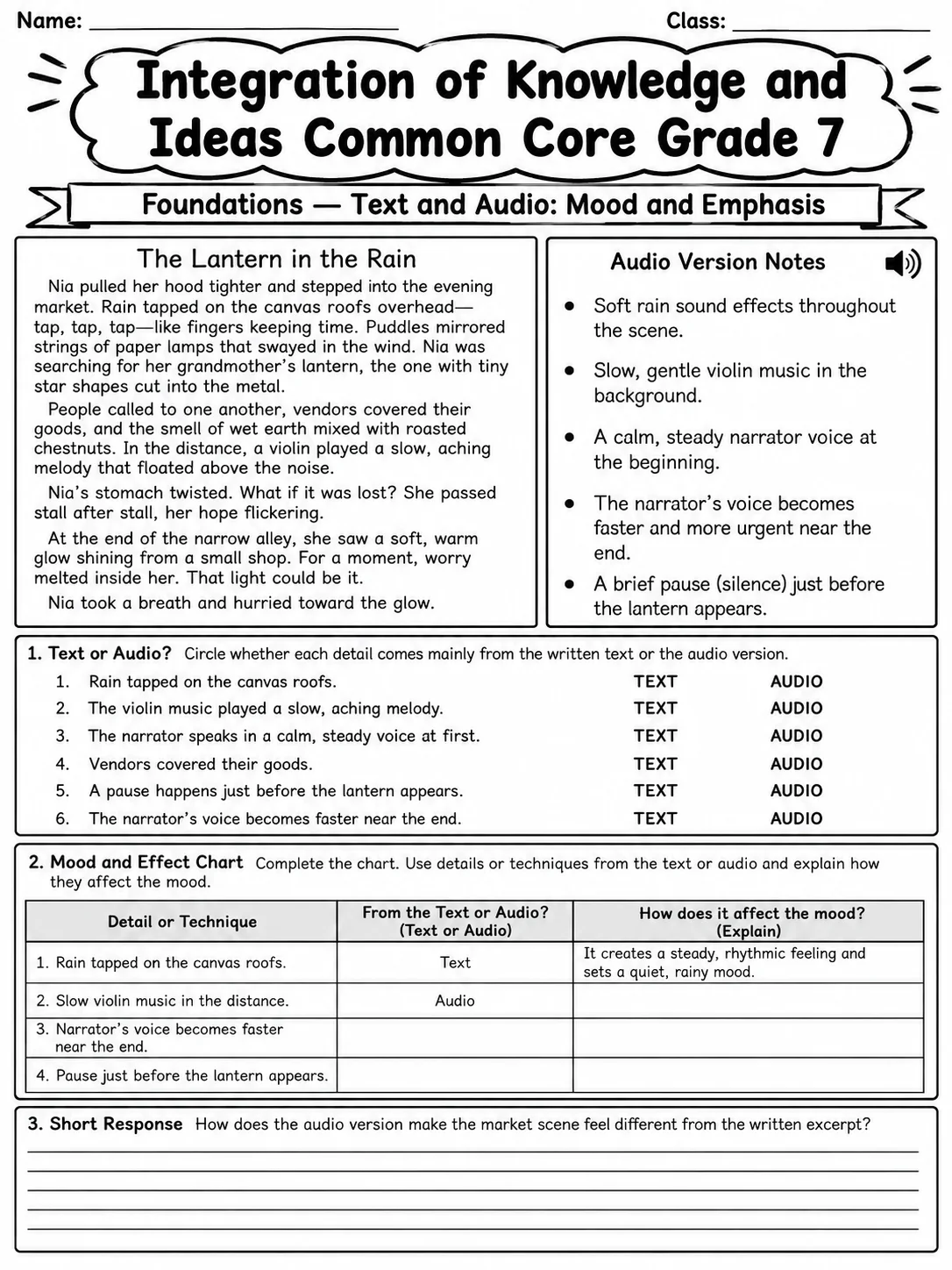 Integration of Knowledge and Ideas Common Core Grade 7
