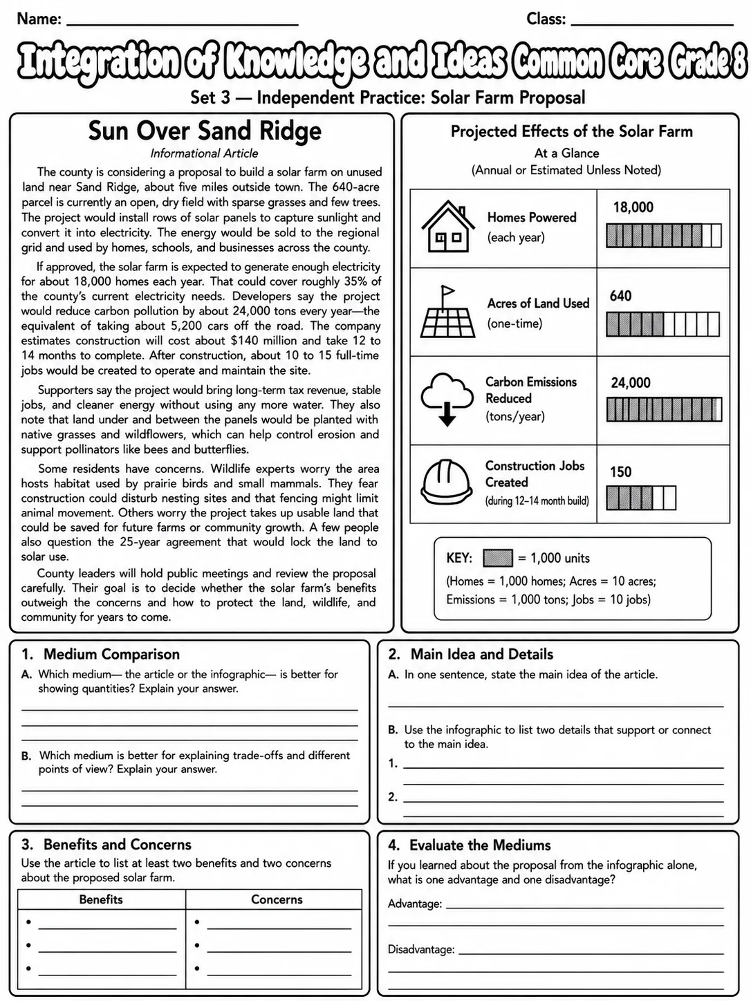 Integration of Knowledge and Ideas Common Core Grade 8 page 7 printable Common Core ELA worksheet preview