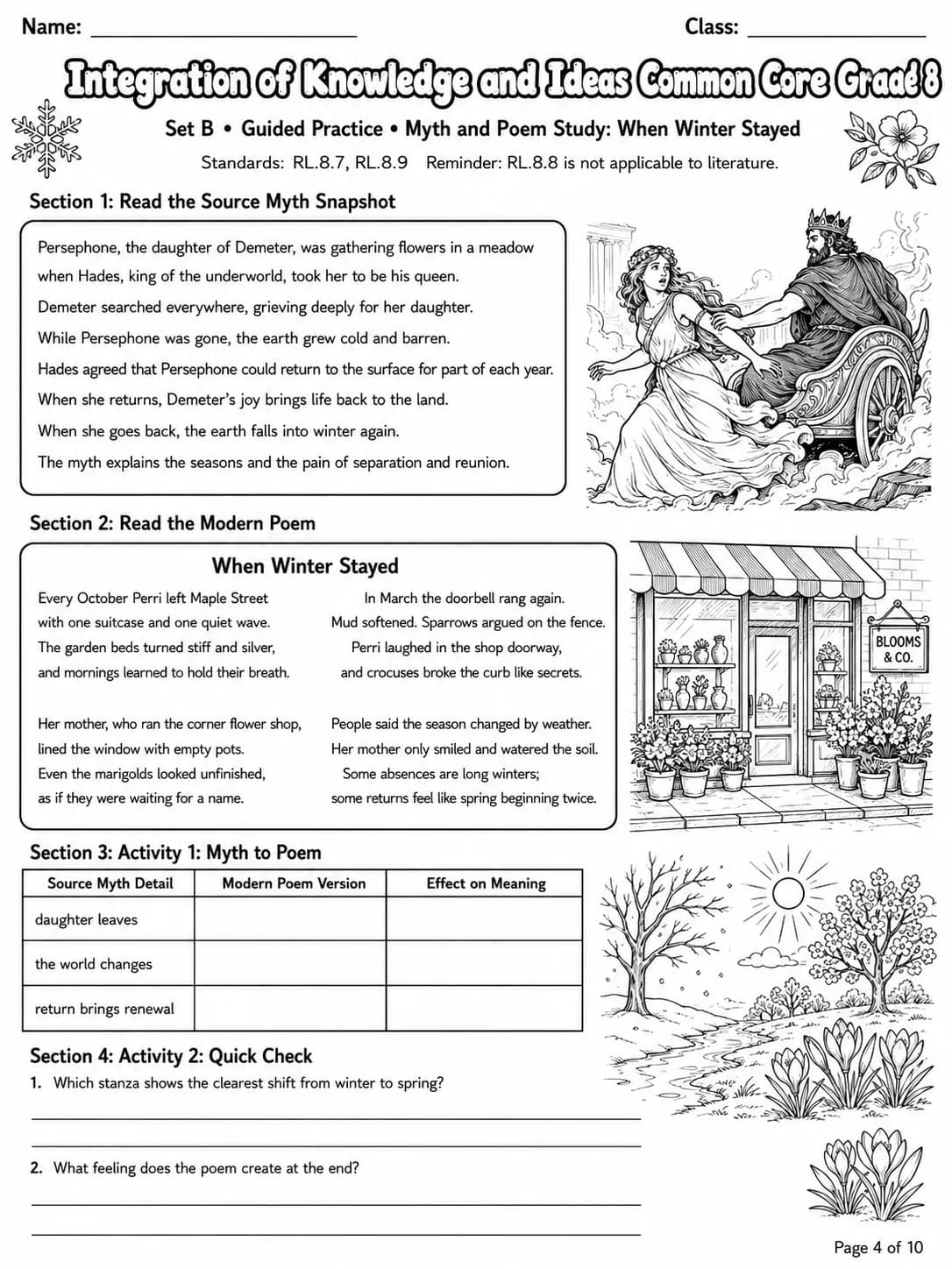 Integration of Knowledge and Ideas Common Core Grade 8 page 2 printable Common Core ELA worksheet preview