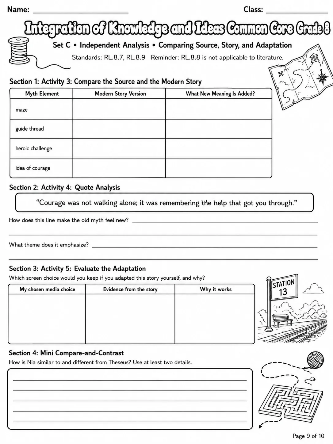 Integration of Knowledge and Ideas Common Core Grade 8 page 4 printable Common Core ELA worksheet preview