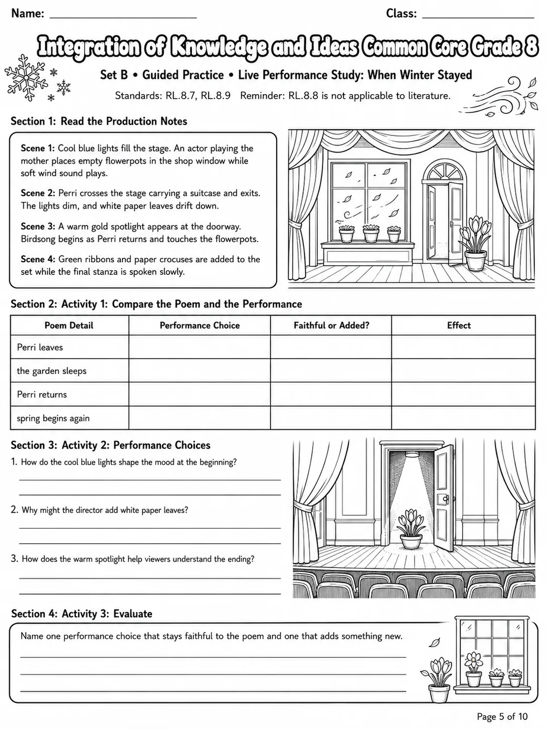 Integration of Knowledge and Ideas Common Core Grade 8 page 5 printable Common Core ELA worksheet preview