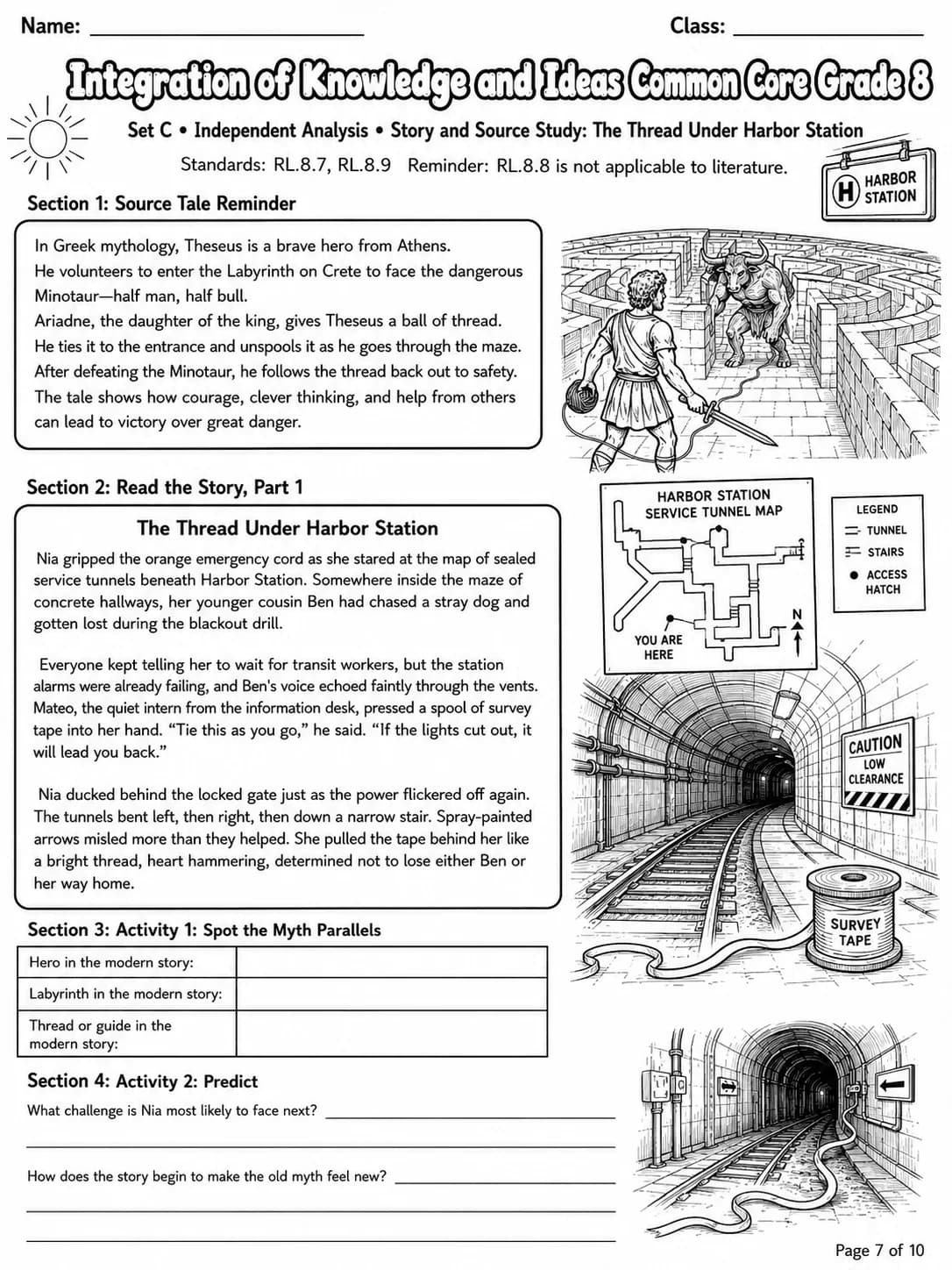 Integration of Knowledge and Ideas Common Core Grade 8 page 7 printable Common Core ELA worksheet preview
