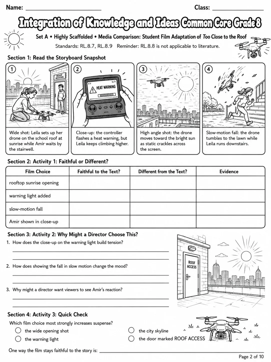 Integration of Knowledge and Ideas Common Core Grade 8 page 9 printable Common Core ELA worksheet preview