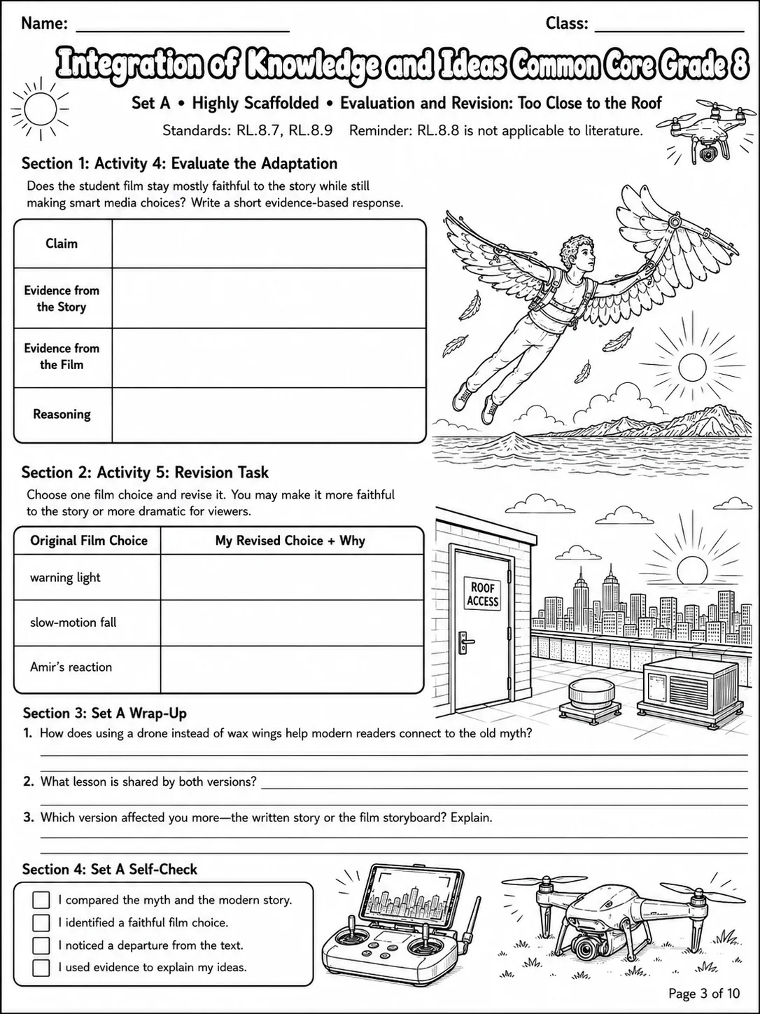 Integration of Knowledge and Ideas Common Core Grade 8 page 10 printable Common Core ELA worksheet preview